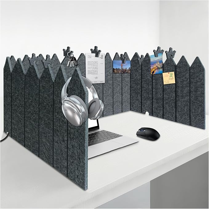 BXI Foldable Felt Desk Divider, 16.5 x 86 Inches Non-Tip Privacy Panel Partition, Versatile Cubicle Shield with Clips for Hanging Notes & Items, Acoustic Table Screen for Office Home Classroom