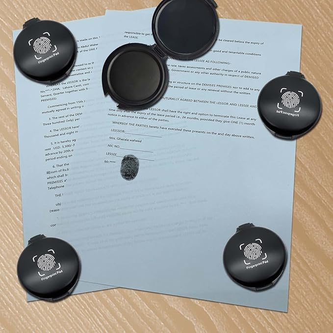 Fingerprint Ink Pad 5 Pack Thumbprint Ink Pad for Fingerprint Cards Notary Supplies Black Finger Print Kit for Identification Security ID Law Enforcement Fingerprint Office Home Use Stamp pad