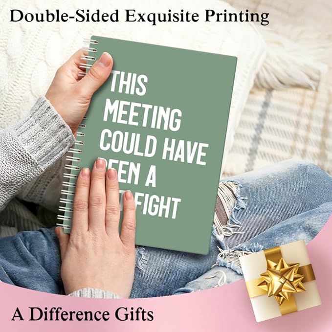 XQLZY This Meeting Could Have Been A Fist Fight Green Spiral Notebook, Funny Corporate Humor Notepad, Office Sarcastic Humor Gifts for Men Women Coworker BFF Friend, Coworker Christmas Gifts
