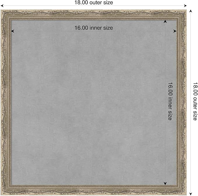 Amanti Art Silver Framed Magnetic Board 18x18 Small Vision Board for use with Magnets, 100% Metal Sheet to Display Items as Office Decor or for Home Organization in mudroom, Kitchen or Kids Room