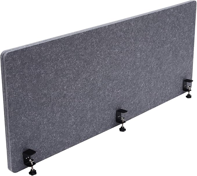 Clamp-on 60" x 24" Desk Divider Privacy Panel for Office Privacy Sound Absorbing Screen Acoustic Partition Divider Stand Up Desktop Divider Portable Cubicle Panel, Grey