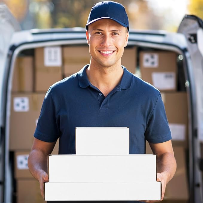 Eupako 18 Pack Small Shipping Boxes Assorted Sizes, 6x4x3, 12x9x3, 13x10x2-6 PCS Each Small Boxes, White Corrugated Box Mailers, Cardboard Boxes for Packaging Small Business, Mailing