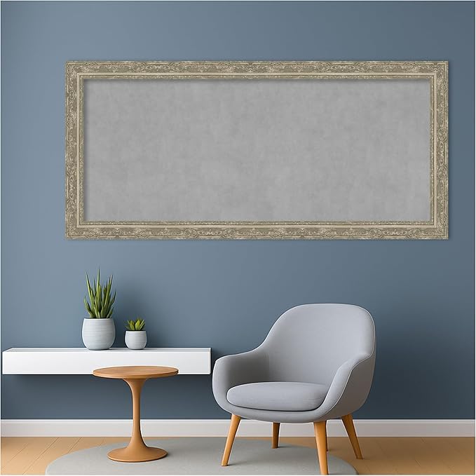 Amanti Art Silver Framed Magnetic Board 24x52 Oversize Vision Board for use with Magnets, 100% Metal Sheet to Display Items as Office Decor or for Home Organization in mudroom, Kitchen or Kids Room