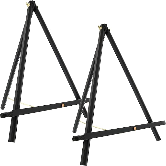 U.S. Art Supply 20" Black Wood Tabletop Easel (2 Pack) - Adjustable A-Frame Canvas Stand for Painting Party & Signs - Table Top Easel for Painting, Canvas Holder, Crafts, Photos, Pictures