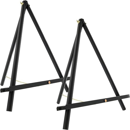 U.S. Art Supply 20" Black Wood Tabletop Easel (2 Pack) - Adjustable A-Frame Canvas Stand for Painting Party & Signs - Table Top Easel for Painting, Canvas Holder, Crafts, Photos, Pictures