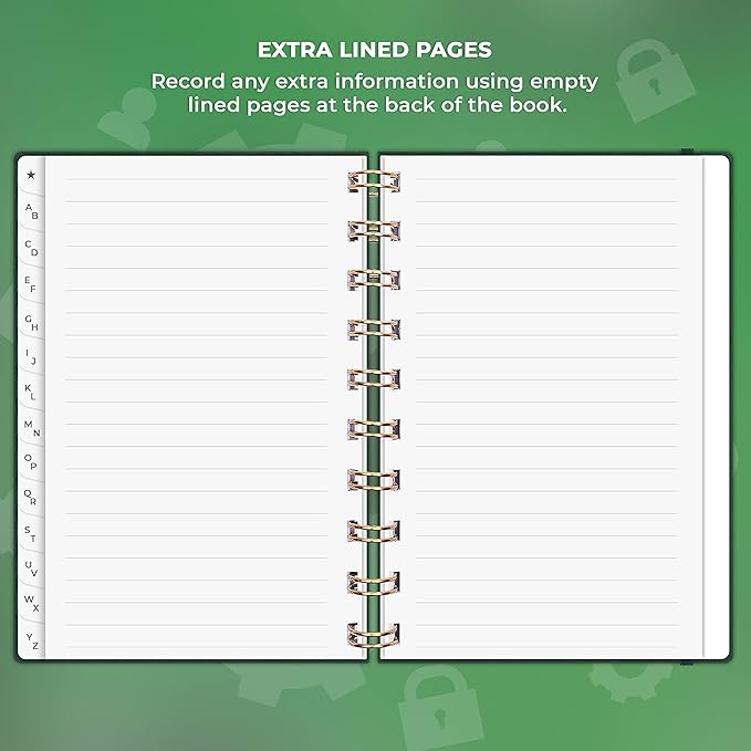 Clever Fox Password Book Spiral – Mini Internet Address & Password Organizer with Laminated Alphabetical Tabs – Small Password Keeper Journal – Hardcover, Pocket Size, 4.7x5.7” (Dark Green)