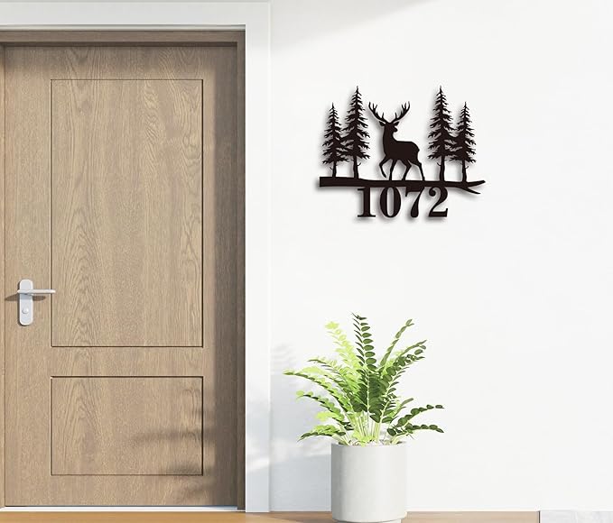 Personalized Metal Deer Address Signs for Outdoor, Custom House Number Sign, House Numbers for Outside,Address Numbers for Houses