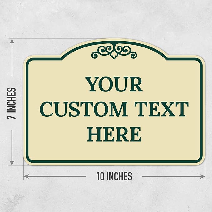 Custom Decorative Sign, Personalized Metal Sign for Business, Driveway, Home, Airbnb, Office Door Plaque, Green Border Sign, 7x10 Inches, ACM, Fade Resistant, Made in USA by Sigo Signs
