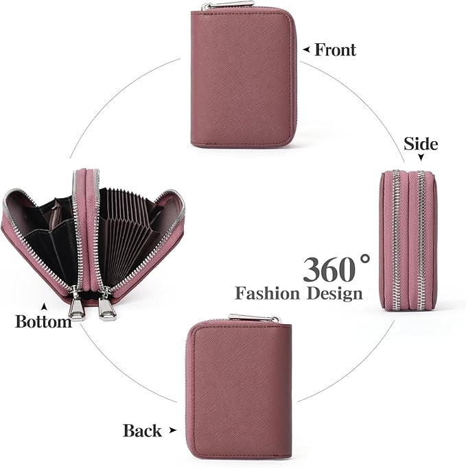 GOIACII Small Genuine Leather Wallet for Women, RFID Blocking Credit Card Holder Wallet