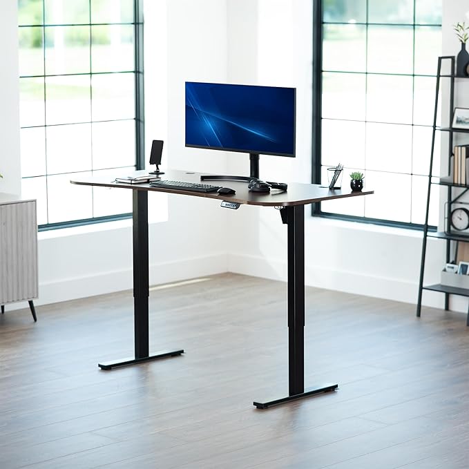 VIVO Electric 63 x 32 in Standing Desk, Memory Height Adjustment, 1B Series, Holds 220 lbs, Dark Walnut Top Black Frame, DESK-KIT-1B1D