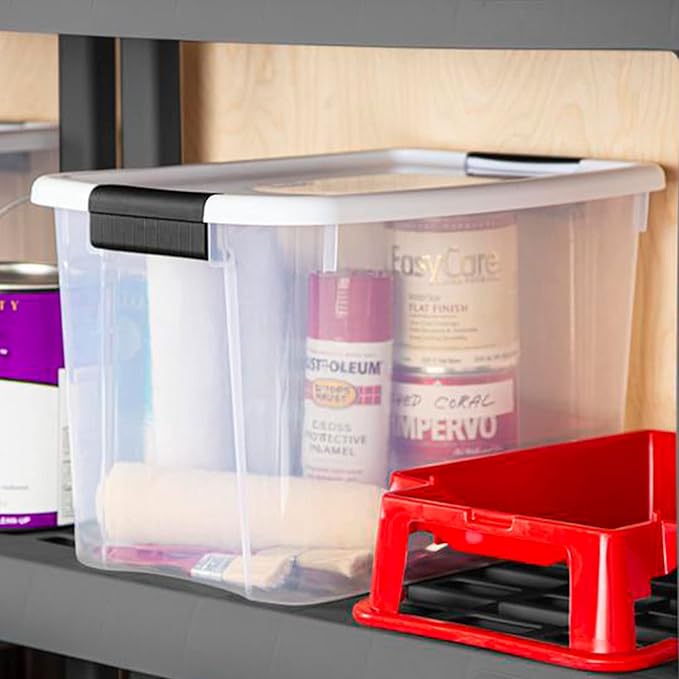 Sterilite 6-Pack Ultra Latching Box, Storage Bins with Lids, Clear Plastic, 30 Quart - Heavy-Duty Organizing Containers for Closet, Bathroom, and Office