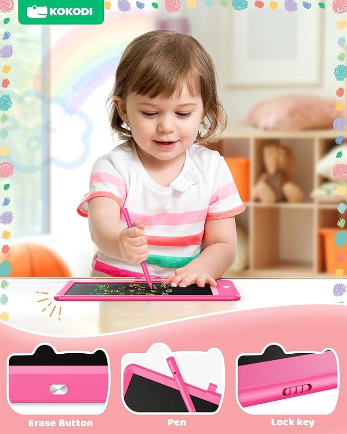 KOKODI LCD Writing Tablet, 8.5 Inch Toddler Doodle Board Drawing Tablet, Erasable Reusable Electronic Drawing Pads, Educational and Learning Toy for 3-6 Years Old Boy and Girls