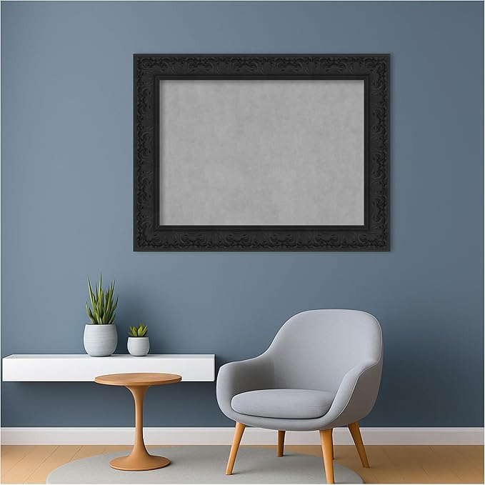 Amanti Art Black Framed Magnetic Board 27x35 Medium Vision Board for use with Magnets, 100% Metal Sheet to Display Items as Office Decor or for Home Organization in mudroom, Kitchen or Kids Room