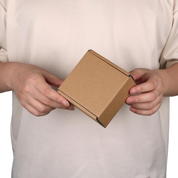 PHAREGE 4x4x2 inch Shipping Boxes 6 Pack Brown, Tab Lock Tuck Top Mailer Boxes for Packaging Small Business, Small Cardboard Gift Boxes for Wrapping Mailing Present