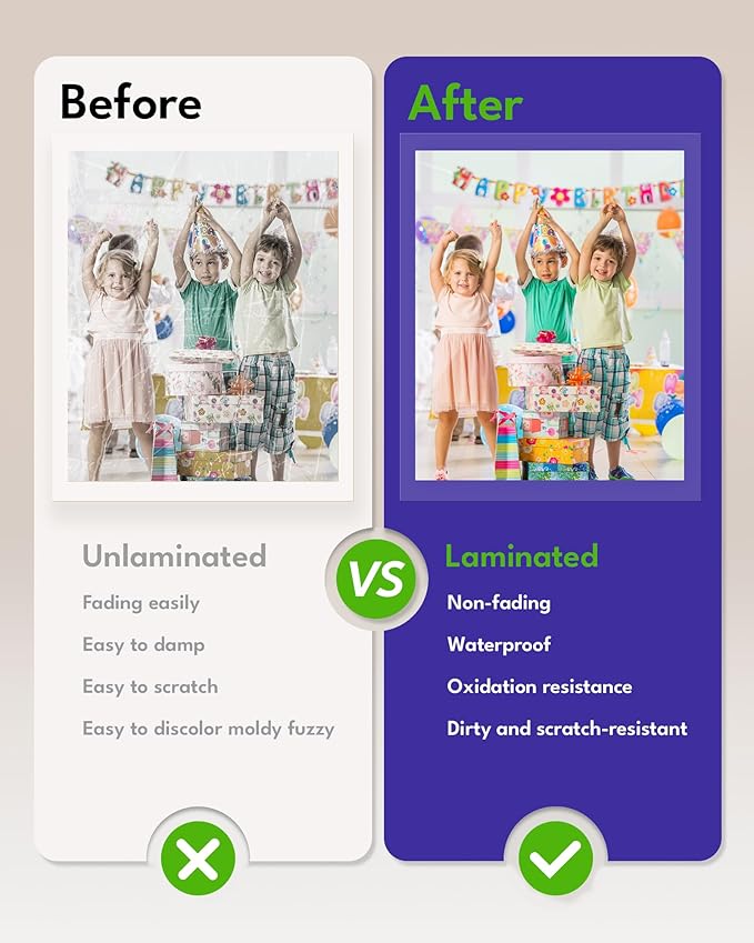 Uinkit 4mil Thicker Self-Adhesive Laminating Sheets, 10Pack Letter Size 8.5x11" - Peel & Stick, No Heat Needed - Dry-Erase Friendly Surface for Reusable Documents, Kids Art, Posters & Crafts