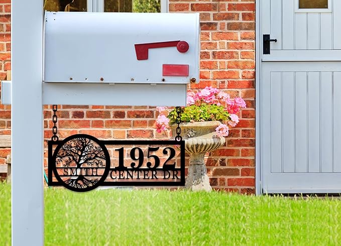Hanging Metal House Numbers,Custom Metal Hanging Address Signs, Hanging Mailbox House Number Signs,Hanging House Address Numbers, Lamp Post Address Plaques