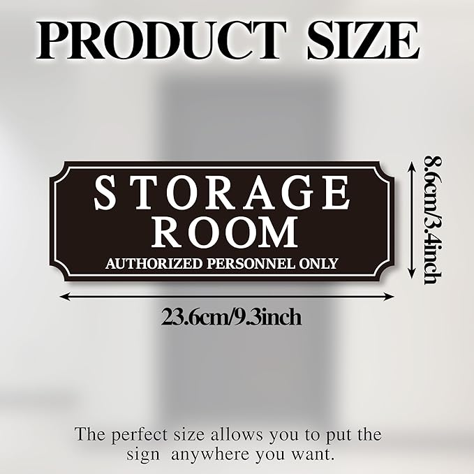 Storage Room Door Sign for Business and Home, Self-Adhesive Durable Modern Storage Room Sticker, Authorized Personnel Only Signs for Industry, Hospital, Restaurants, Private Area