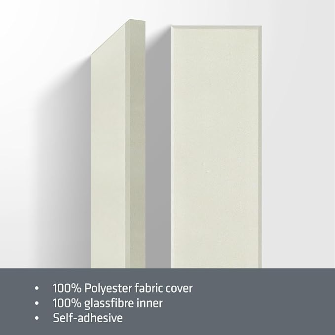 2 Pack 2" Thick Acoustic Panels, 47.24" X 11.81" Fiberglass Wall Panel, Acoustic Panels Sound Absorbing for Office, Studio, Home Theatre - Beige