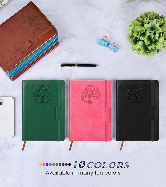 Biuwory Lined Journal Notebook for Women Men,256 Pages A5 Hardcover Leather Journals for Writing,Travel,Business,Work & School,College Ruled Notebooks for Note Taking,Diary Notepad 5.7"×8.3"(pink)