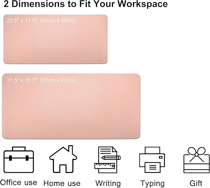 SUJAYU Dual Sided PU Leather Desk Pad, Mouse Pad, Office Desk Mat, Non-Slip Laptop Desk Pad, Waterproof Desk Writing Pad for Office and Home (31.5" x 15.7", Pink+Silver)
