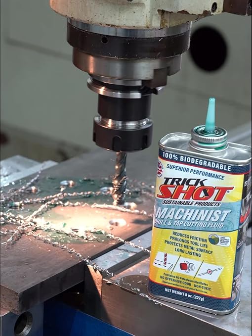 Premium USA-Made Cutting Oil & Fluid | 8 oz. Metal Can with Nozzle Cap | Non-Toxic, Eco-Friendly, NSF H1 & USDA Certified | Ideal for Metal Cutting, Tooling, and Machinist Applications by Trick Shot®