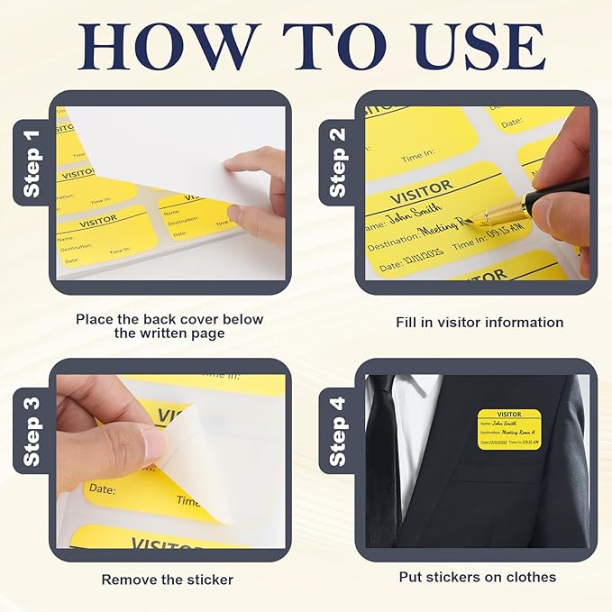 6 Pack of 1800 Visitor Badges Stickers Visitor Log Book with Carbon Copy Visitor Pass Stickers with Carbonless Visitor Name Tags Guest Registry Log Book for School Business Church