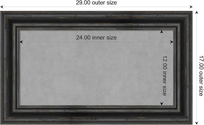 Amanti Art Black Framed Magnetic Board 17x29 Small Vision Board for use with Magnets, 100% Metal Sheet to Display Items as Office Decor or for Home Organization in mudroom, Kitchen or Kids Room