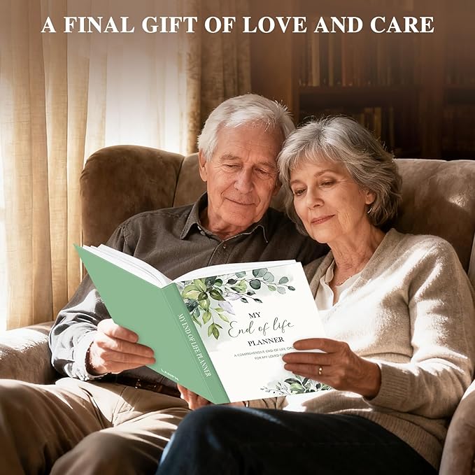 Lanpn End of Life Planner Death Organizer with Tabs, Final Wishes & Financial Estate Planning Journal, When I Die Journal for Senior, Before Death Life and Care Plan Book (Leather Hardcover)