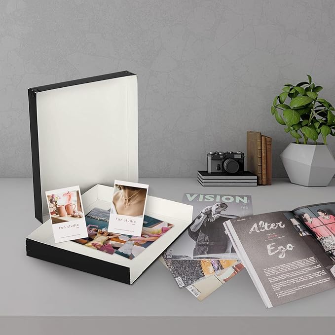 Lineco Museum Archival Storage Box, 8.75x10.75x1.5 in. Drop Front Design. Acid-Free with Metal Edge. Organize Photos, Pictures, Prints, Documents, Crafts, DIY. Black, 2 Pack
