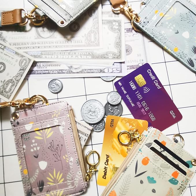 Lanyard Wallet,Wallet Lanyard,lanyards for id Badges,lanyards for id Badges for Women,Lanyard Wallet for Women,Fashion Badge Holder with Zipper（Colorful）