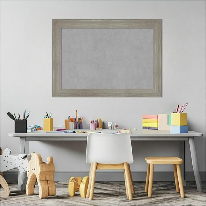 Amanti Art Grey Framed Magnetic Board 20x28 Medium Vision Board for use with Magnets, 100% Metal Sheet to Display Items as Office Decor or for Home Organization in mudroom, Kitchen or Kids Room