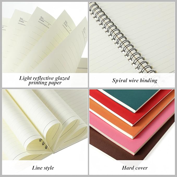 Leelosp 12 Pack Small Spiral Notebook A5 Lined College Ruled Spiral Journal Notebook 5.5 x 8.3 Inch Kraft Cover, 120 Pages for Work Students Office Business(Multi Colors)