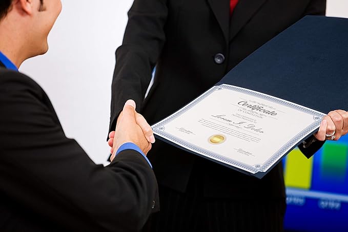 Certificate Holders, 25-Pack Certificate Covers for Letter Size 8.5 x 11 Inch Paper, Certificate Folders, Navy, 9 x 11.5 Inches