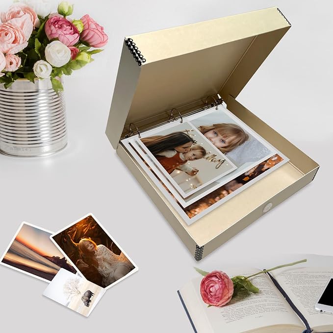 Lineco, Archival Tan 3-Ring Binder Preservation Album Box 12.25 x 11.25 x 2 Inch. Unique Design to Store, Preserve, Organize Photos, Art, Photography, Crafts Acid-Free