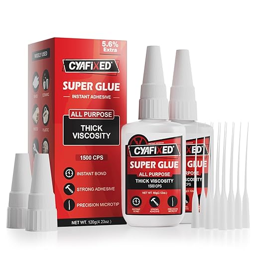 Thick Super Glue 120 Gram, Clear All Purpose Ca Glue Repair Wood Furniture Metal Plastic Crafts, Heavy Duty Instant Cyanoacrylate Adhesive for Woodworking Ceramic Leather Shoe Sole Glass Pottery