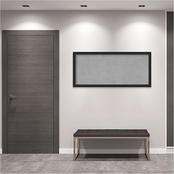Amanti Art Black Framed Magnetic Board 23x51 Oversize Vision Board for use with Magnets, 100% Metal Sheet to Display Items as Office Decor or for Home Organization in mudroom, Kitchen or Kids Room