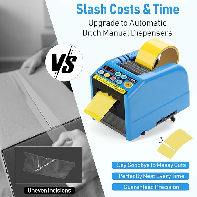 Automatic Tape Dispenser,Ribbon Cutting Machine,6-60mm Width, 5-999mm Length, Ideal for Shipping, Schools, Restaurants, Business & Home