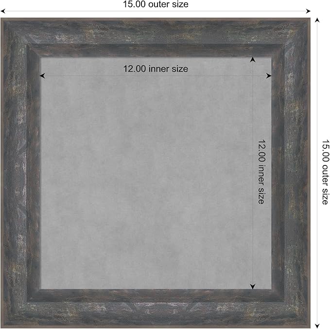 Amanti Art Grey Framed Magnetic Board 15x15 X-Small Vision Board for use with Magnets, 100% Metal Sheet to Display Items as Office Decor or for Home Organization in mudroom, Kitchen or Kids Room