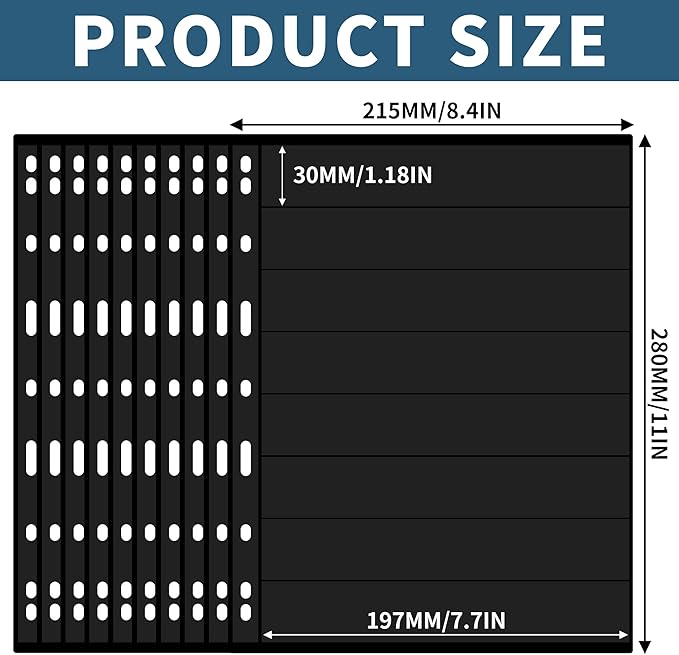 10 Sheets 20 Pages Postage Stamp Album Pages, 8 Pockets 7.7X 1.18in Stamp Collection Inserts, 9 Hole Standard Stamp Collecting Album Sleeves for Stamp Collection Binder IS010810