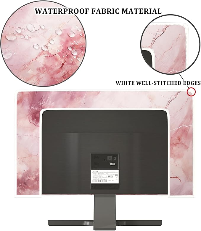 Baocicco Fashion Pink Marble Waterproof Television Cover 45, 46, 47, 48 Inch Full Body Covers for Television Screen Panel Case Computer Sleeve Compatible with PC, Desktop and TV LED LCD OLED