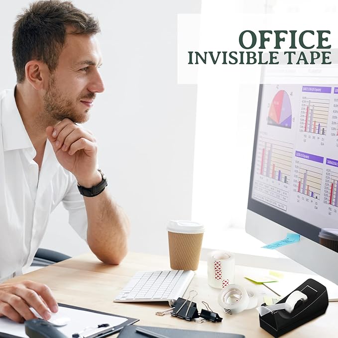Yahenda Invisible Tapes, 96 Rolls 0.75x1000 Inches Clear Matte Finish Tape Refill for Dispenser for Office Home School Use, Engineered for Repairing Correction and Labeling
