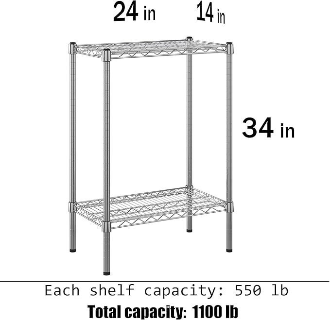 Regal Altair 14" Deep x 24" Wide x 34" Height Wire Shelving Kit | 2-Tier | NSF Commercial Storage Rack Unit