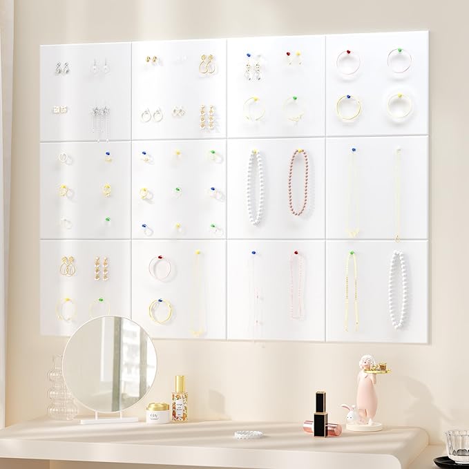Neatsure Large Cork Board for Wall, 48" x 36" Bulletin Board with Pushpins, 12 Panels Felt Tiles Tack Push Pin Board for Office, White