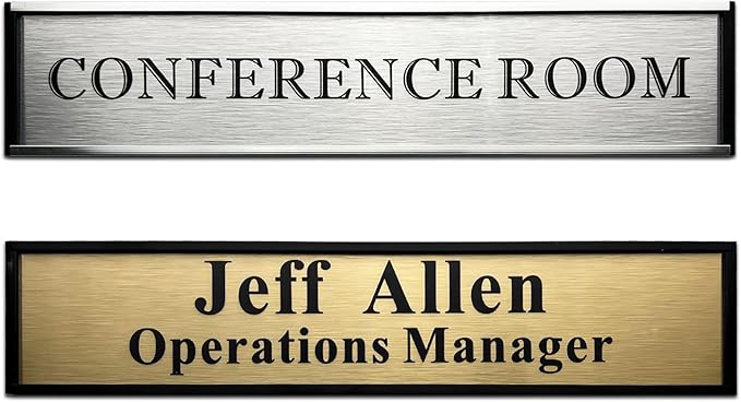 SINKAA Personalized Name Plate for Door or Wall, 2 * 10 inch Custom Office Aluminum Door Name Plates with Two Lines Custom Text, Office Gifts for Coworkers Boss Teacher, Employee Appreciation Gifts