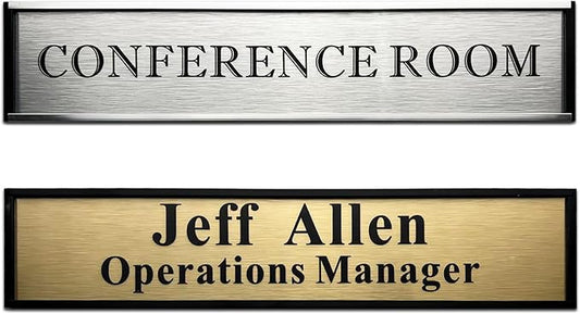 SINKAA Personalized Name Plate for Door or Wall, 2 * 10 inch Custom Office Aluminum Door Name Plates with Two Lines Custom Text, Office Gifts for Coworkers Boss Teacher, Employee Appreciation Gifts