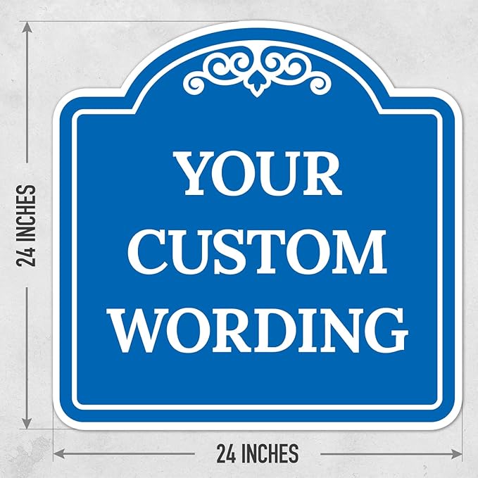 Custom Decorative Sign, Personalized Metal Sign for Business, Driveway, Home, Airbnb, Office Door Plaque, Blue Background, 24x24 Inches, ACM, Fade Resistant, Made in USA