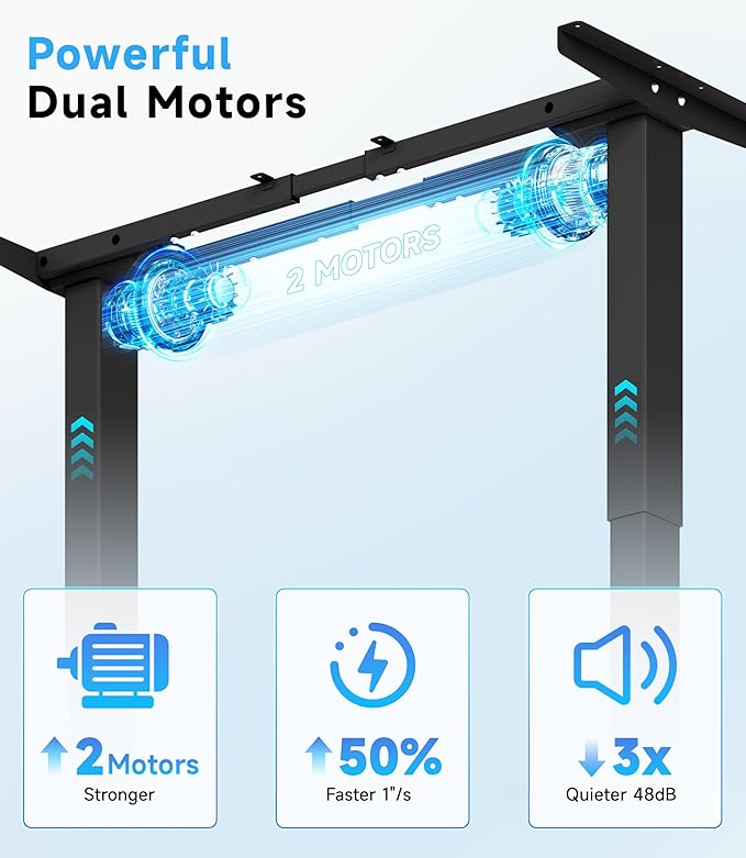 Electric Standing Desk Frame Dual Motor with Memory Controller, Computer Desk Adjustable Table Legs Up to 47.2" for Home Office, Black