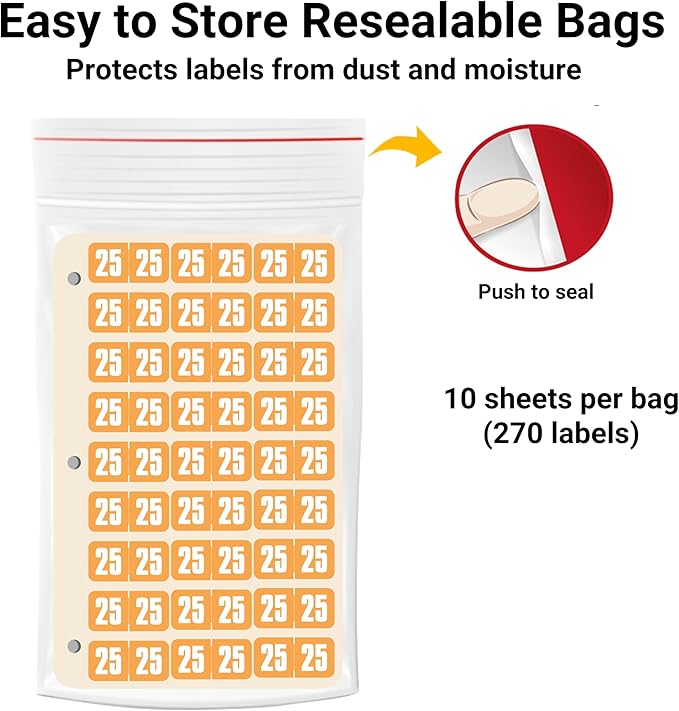 2025 Year Stickers, Doctor Stuff 2025 Chart Stickers, Safeguard Style Ringbook Sheets, Light Orange Color Coded, USA Made Year Labels for End Tab File Folders, 270/Package, 3/4" x 1-1/2"