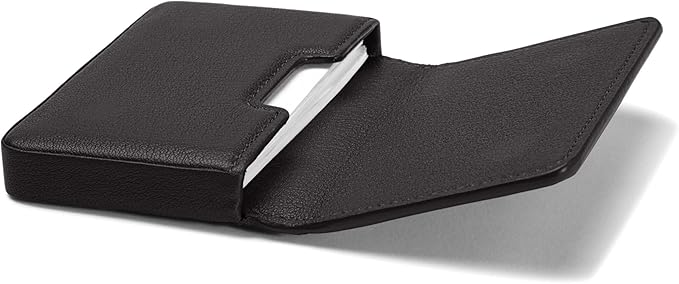 Leatherology Black Onyx Business Card Case, Magnetic Closure ID Holder, Full Grain Leather