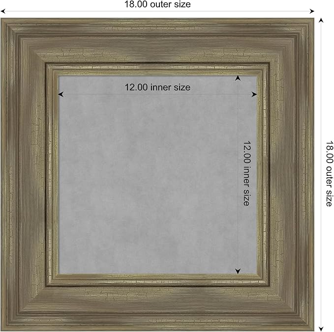 Amanti Art Grey Framed Magnetic Board 18x18 X-Small Vision Board for use with Magnets, 100% Metal Sheet to Display Items as Office Decor or for Home Organization in mudroom, Kitchen or Kids Room
